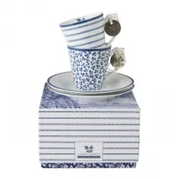 Laura Ashley Blueprint Collectables Giftset 2 Tasse und Untertassen Espresso 9 Cl.