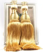 EIN Paar Vorhang Raffhalter Band Binden Quasten Design Gardine Bänder (Gold)