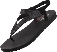 Skechers Meditation Vibrant Glow Damen Zehentrenner Schwarz