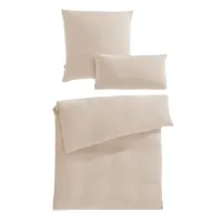 Pure Label Musselin Bettwäsche 135x200 cm mit einem Kissenbezug 80x80 cm und einem Kissenbezug 40x80 cm aus 100% Baumwolle - Bettwäsche-Sets in beige