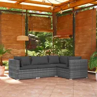 vidaXL 4dílná zahradní lehátková souprava s polštáři Poly Rattan Grey