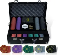 CCLIFE Pokerkoffer Pokerset 300 500 Poker Chips Jetons Kartenspiel Würfel Tischauflage, Größe:500 Chips