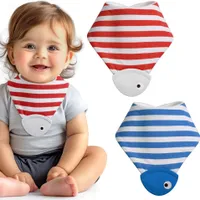 Navaris 2er Set Dreieckstuch Baby - Mit Beißring - Baby  Lätzchen - Halstuch Baby - Halstücher Baby - Sabberlätzchen Baby - Baby Halstuch -