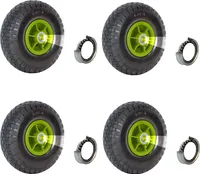 4x Sackkarrenrad Luftrad 260 x 85 mm 3.00-4 Bollerwagenrad Ersatzrad, 4PR versetzt
