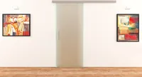Glasschiebetür in 900 x 2050 mm - 8 mm stark Sicherheitsglas ESG Stangengriffe komplett mit Laufschiene & Bodenführung -  Germany von Hersteller SADORA ® sehr laufruhig und hochwertig, Spitzenqualität zum unschlagbaren fairen Preis inkl. Lieferung frei Haus - Milchglas blickdicht