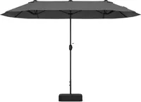 COSTWAY Doppelsonnenschirm 400x200cm mit Ständer und Kurbel, Gartenschirm UPF 50+, Marktschirm XXL