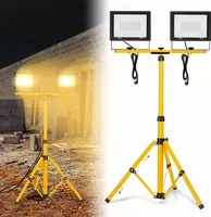 YARDIN LED Baustrahler 2*100W Arbeitsleuchten 8500LM Scheinwerfer mit Stativ und Netzkabel, Bauscheinwerfer IP66 Wasserdicht mit Stecker, Warmweiß