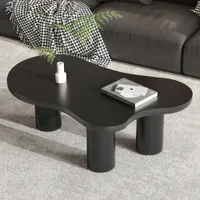 okwish Couchtisch Couchtisch in Wolkenform, Beistelltisch für Schlafzimmer, Wohnzimmertische, 107cm Länge, 66cm Breite, 40.5cm Höhe, MDF-Tischplatte und PVC-Beine, mit Filzunterlage, Schwarz