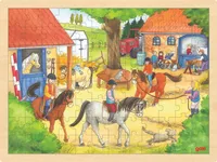 Puzzle aus Holz Einlegepuzzle Reiterhof von goki 96 Teile