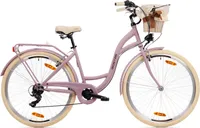 Goetze Citybike Mood 28 Zoll, 7-Gang Shimano, Tiefeinstieg, Damenfahrrad inkl. Rattan-Korb