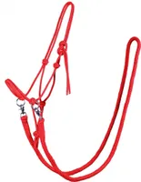 Knotenhalfter mit Zügel  Halfter Reithalfter Arbeitshalfter QHP 8 Farben und 4 Größen Farbe - rot Größe - Pony