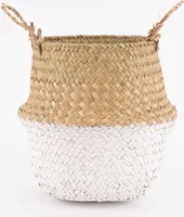 Korb aus Seegras mit Farbabsatz natur weiß 20x21,5cm