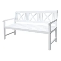 Garden Pleasure Gartenbank 3-Sitzer aus Eukalpytus-Holz H 89 x B 154 x T 59 cm, Farbe Weiß