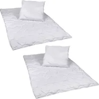 2 Stück Premium Steppbettdecken Set, Steppbett 135 x 200 cm mit Kopfkissen 80 x 80 cm