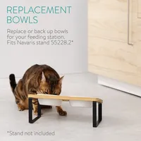 Navaris 2x Futternapf Katze Futterstation Set - Keramiknapf für Katzen Hunde - Keramik Fressnapf Set Futterbar Katzennapf - spülmaschinenfest