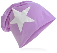 Beanie Muetze Weiss Stern Flieder