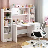 Biurko Komputerowe Białe Loft Pod Laptop Nowoczesne Skandynawski 7 Półek 120 Cm