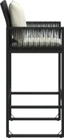 vidaXL Záhradná barová stolička s vankúšom 2 ks Black Poly Rattan