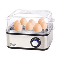 Adler Elektrischer Eierkocher | 1-8 Eier | Elektronische Härtegradeinstellung | Edelstahlheizplatte | Inklusive Messbecher mit Eierpiker | 500 Watt