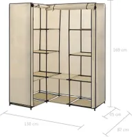 vidaXL Eckkleiderschrank Creme 130 x 87 x 169 cm