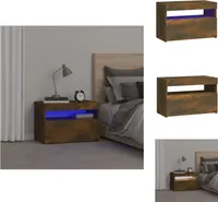 vidaXL Nachttisch mit LED-Leuchten Räuchereiche 60x35x40 cm -  Nachttische
