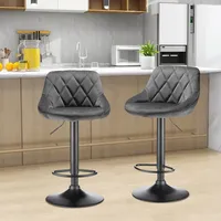 2er Set Barhocker aus Samt Bistrohocker drehbar höhenverstellbar Barstuhl dunkelgrau