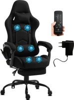 Delman Gaming Stuhl Racing Stuhl Bürostuhl Computerstuhl Massagefunktion mit 6 Vibirationspunkten Chefsessel Stoff 02-0036BK