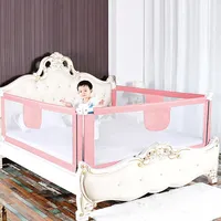 180cm Baby Bettgitter Einziehbare Babybettgitter Kinder Bettgitter Bettschutzgitter Höhenverstellbar Rausfallschutz für Bett Rosa