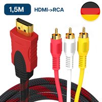 MMOBIEL HDMI zu 3RCA Audio Video AV Kabel Chinch Stecker Konverter Adapter Male 1,5 M