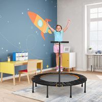 GOPLUS Faltbar Kindertrampolin mit Haltegriff Höhenverstellbar, Fitness Trampolin, Jumping Trampolin, φ120cm Sprungfläche, für Kinder & Erwachsene