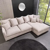 riess-ambiente Großes Ecksofa HEAVEN 255cm champagner beige Bouclé Federkern Hussensofa Eckcouch Sofa Couch