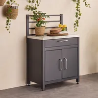sweeek - Outdoor-Küchenmöbel aus Stahl 1 Schublade, 2 Türen und Stangen L 80 cm - Schwarz
