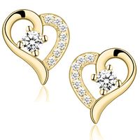 Schmuck-Set Herz echt 925 Silber Ohrstecker Ohrring mit Halskette für Damen Frau