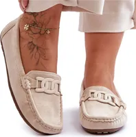 Damenmodische Wildleder-Mokassins Beige Rabell 37