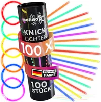 100x Knicklichter Party Set - Knicklichter Kinder  - Verbinder für Armringe + Figuren - Leuchtarmbänder - Leuchtstäbe - 6 TOLLE Farben - Glow Sticks