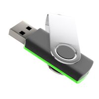 64GB USB Stick Swivel Schwarz/Grün mit Silberem Bügel,