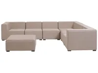 BELIANI Lounge Set Beige Polsterbezug Modular 7-teilig Linksseitig Ecksofa mit Ottomane Outdoor u. Indoor für 7 Personen Garten Terrasse Wintergarten