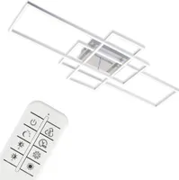 LED Deckenleuchte Dimmbar Fernbedienung CCT Timer 55W silber Metall Briloner