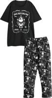 The Nightmare Before Christmas - Schlafanzug mit langer Hose für Herren kurzärmlig NS8823 (S) (Schwarz/Weiß)