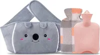 Wärmflasche Wärmflaschengürtel Koala Wärmflasche aus Gummi mit weichem Taillen-Bezug, Wärmflasche für Nacken und Schulter, Rücken, Beine, Taillenwärmung (Pink-heart)