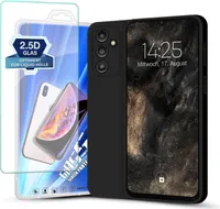 Hülle für Samsung Galaxy A14 5G mit 9H Displayglas Displayschutz Plus Case Cover Bumper Silikon Softgrip Schutzhülle Farbe: Schwarz