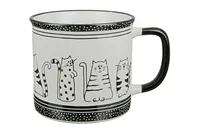 1 Tasse Keramik " Funny Cat" Katzenmotiv, schwarz/weiss,390ml,Emaille Design,