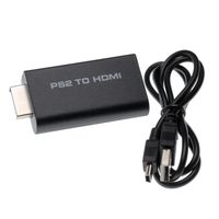 vhbw HDMI Adapter kompatibel mit Sony PlayStation 2 Spielekonsole auf HDMI Monitor / HDTV Konverter + 3,5mm Audiobuchse inkl. USB Kabel - schwarz