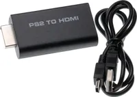 vhbw HDMI Adapter kompatibel mit Sony PlayStation 2 Spielekonsole auf HDMI/HDTV Monitore - Mit 3,5mm Audiobuchse, Inkl. USB Ladeabel, schwarz