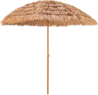 COSTWAY Sonnenschirm Hawaii, Ø205cm Strandschirm Stroh Kunststoff, Gartenschirm, Strohschirm, Marktschirm, Terrassenschirm