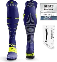 BLACKROX Kompressionsstrümpfe Sport VIPEROX Kompressionssocken Vergleichssieger Sportkompressionsstrumpf Laufstrümpfe Damen Herren, Navy/Gelb, Gr. S-M