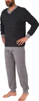 Lässiger Herren Frottee Pyjama langarm mit Bündchen in Ringel - Optik - 291 101 13 784 ; schwarz , 52
