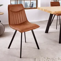 riess-ambiente Design Stuhl ASTON vintage braun Microfaser mit Ziersteppung Retro Stil Esszimmerstuhl Essstuhl