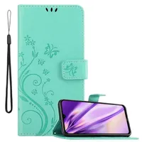 Cadorabo Pouzdro pro Xiaomi RedMi NOTE 8 Ochranný kryt v tyrkysové barvě Ochranný kryt Mobilní pouzdro Květiny Flower