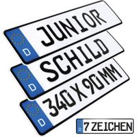 1x Kennzeichen D-Kennzeichen Junior Bobby Car Kettcar Wunschtext FUN Schild Funschild